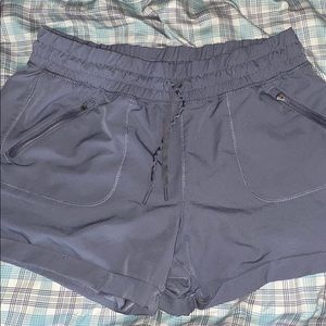 gray running shorts